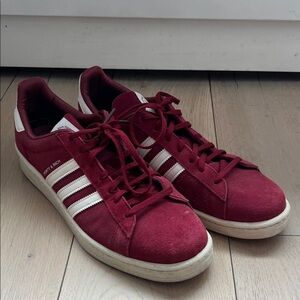 Adidas x Sporty & Rich Men's Burgundy and White Sneakers, Size 13.5